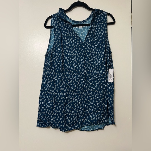 Velvet by Graham & Spencer Navy Floral Sleeveless‎ Blouse Size XL - Picture 1 of 4